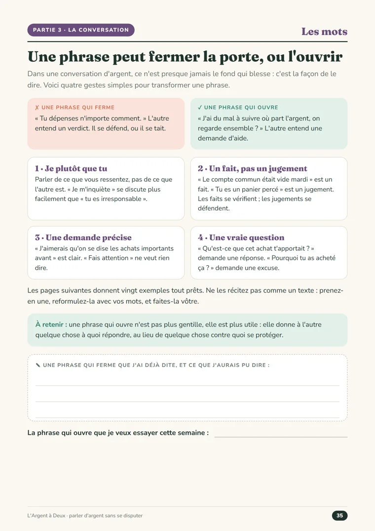 Page « Les mots qui ferment, les mots qui ouvrent »