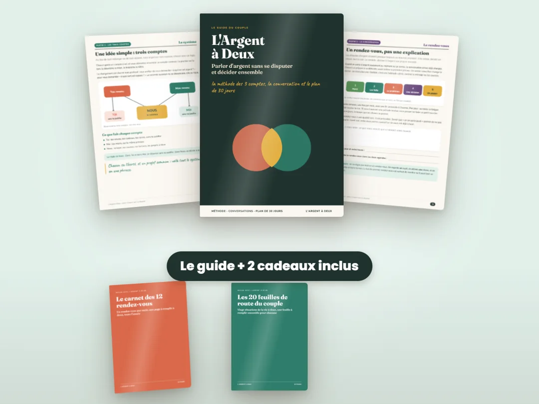 L’Argent à Deux : la couverture du guide et les 2 cadeaux inclus